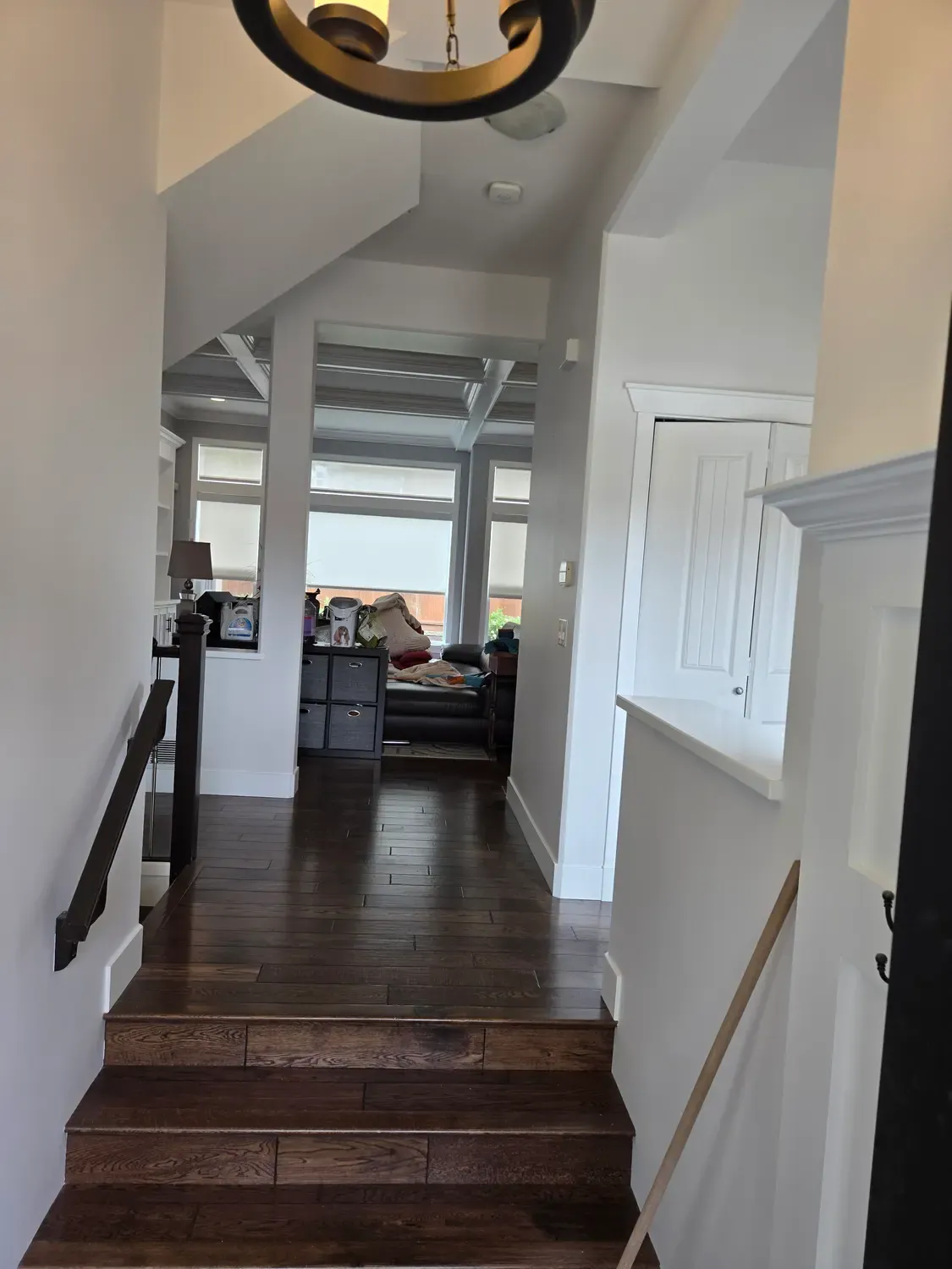 Hallway with new white walls and trim