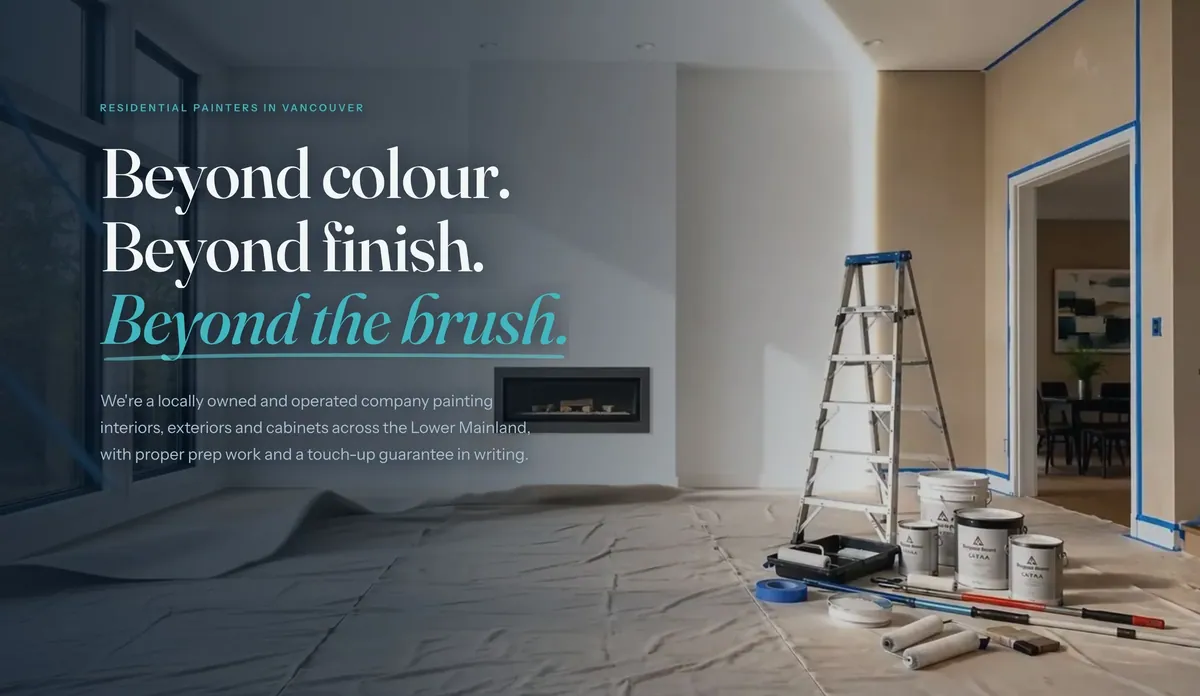 Animation frame: fresh paint on the walls as the drop sheet lifts