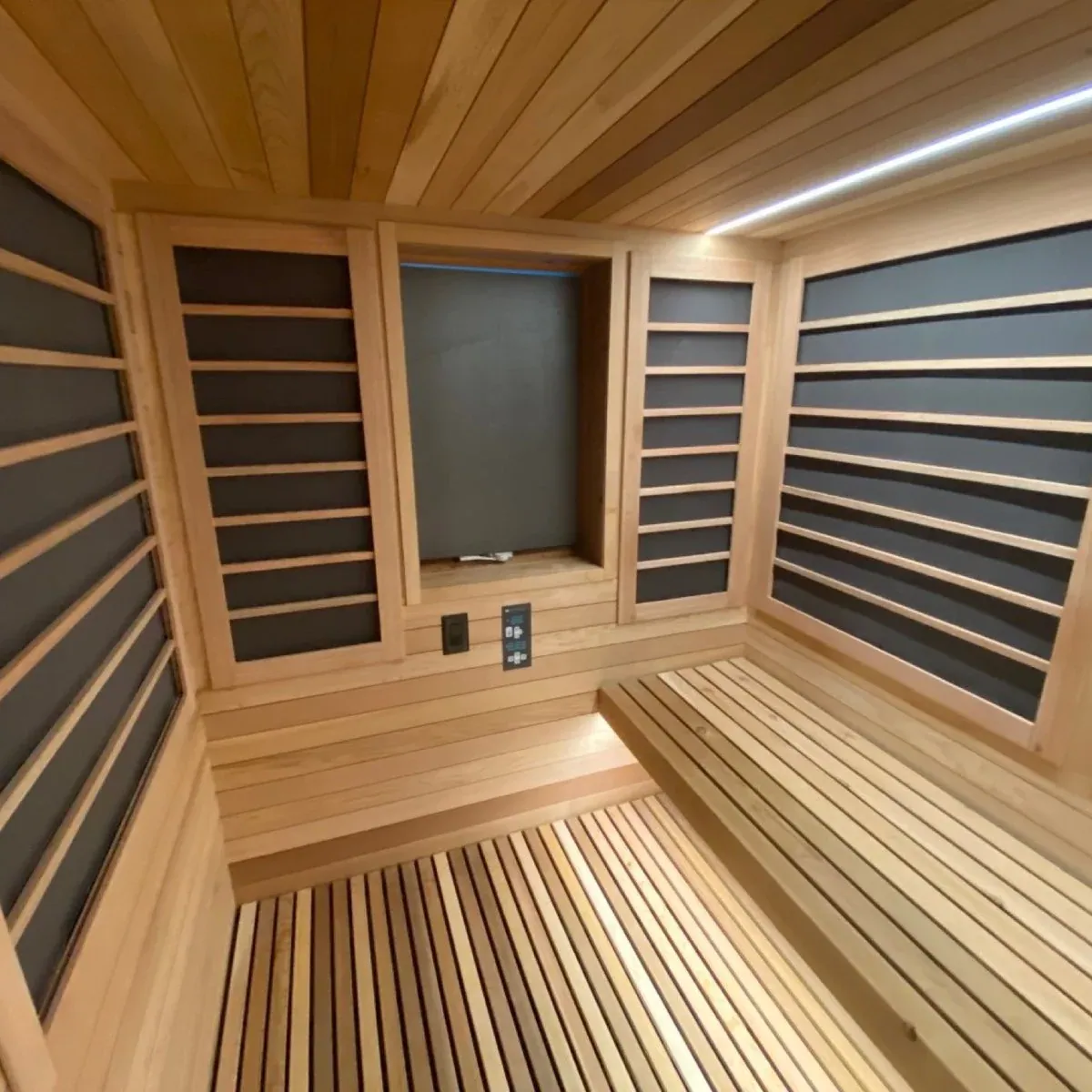 A custom cedar sauna built by KCC