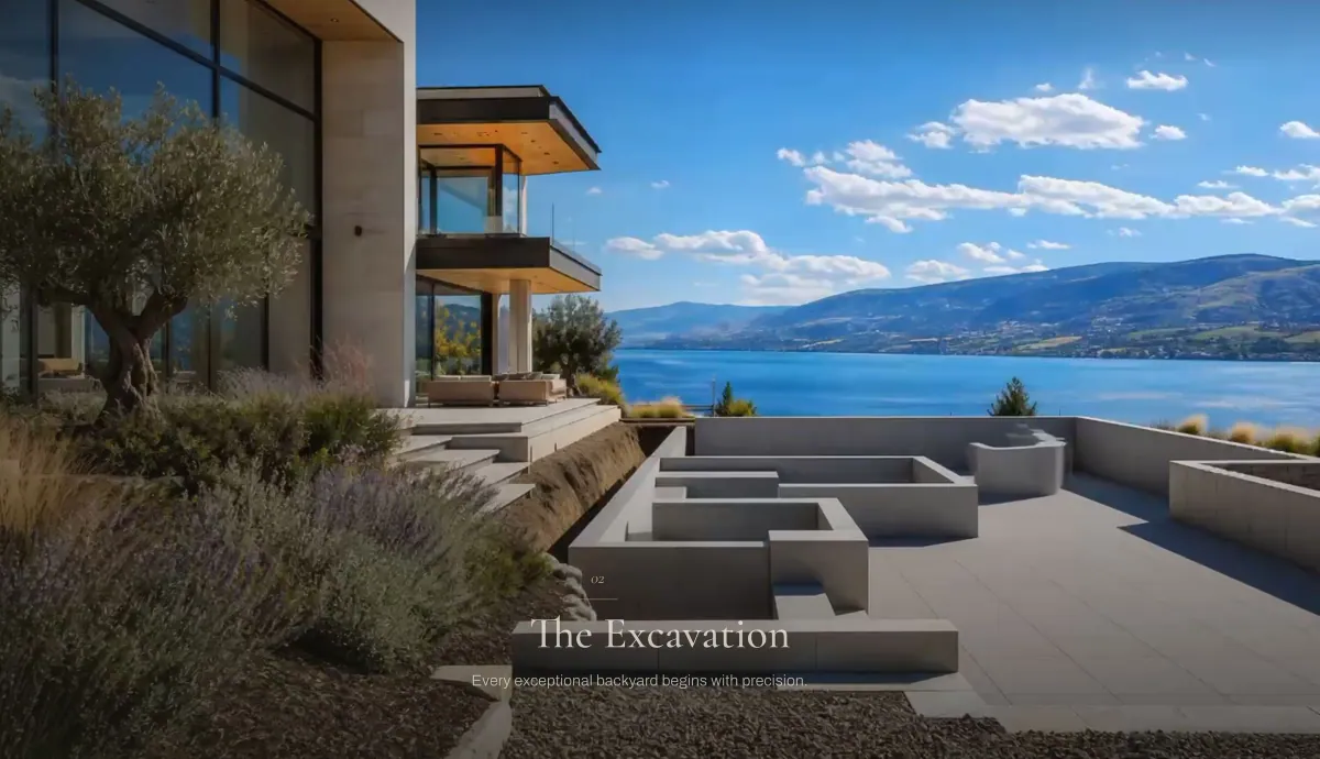 Animation frame: the pool shell and steps formed in concrete