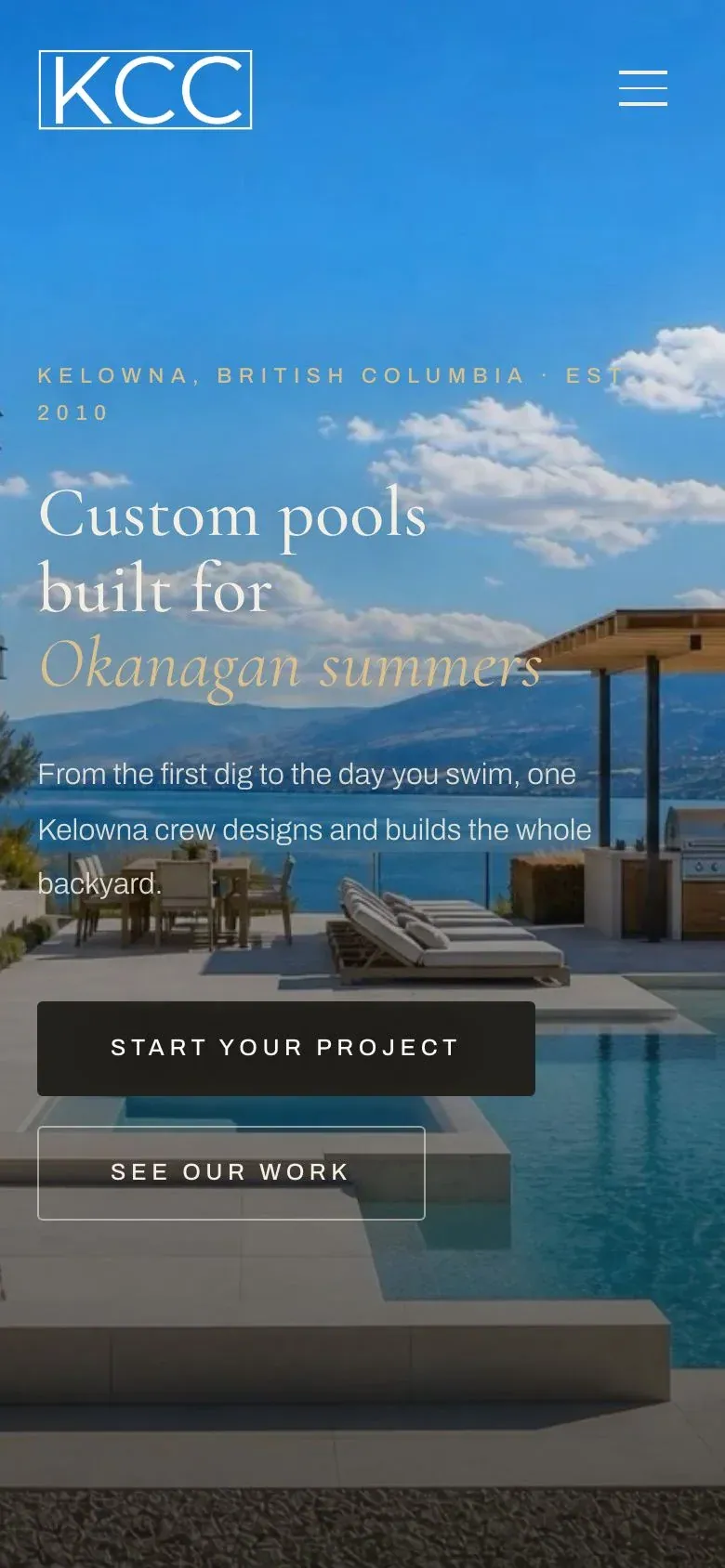 The Kiwi Custom Construction homepage on a phone