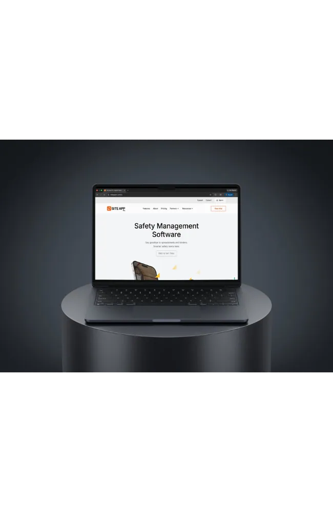 Safety management software website on a laptop